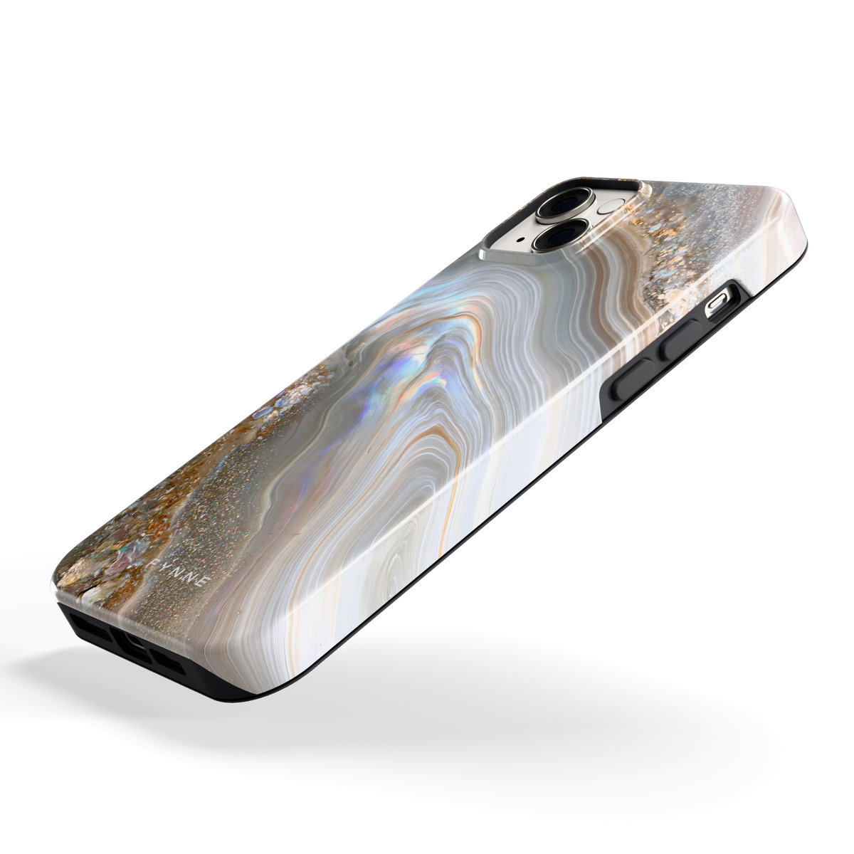 Parelmoer Agaat hoesje voor iPhone 14 Plus, schuin
