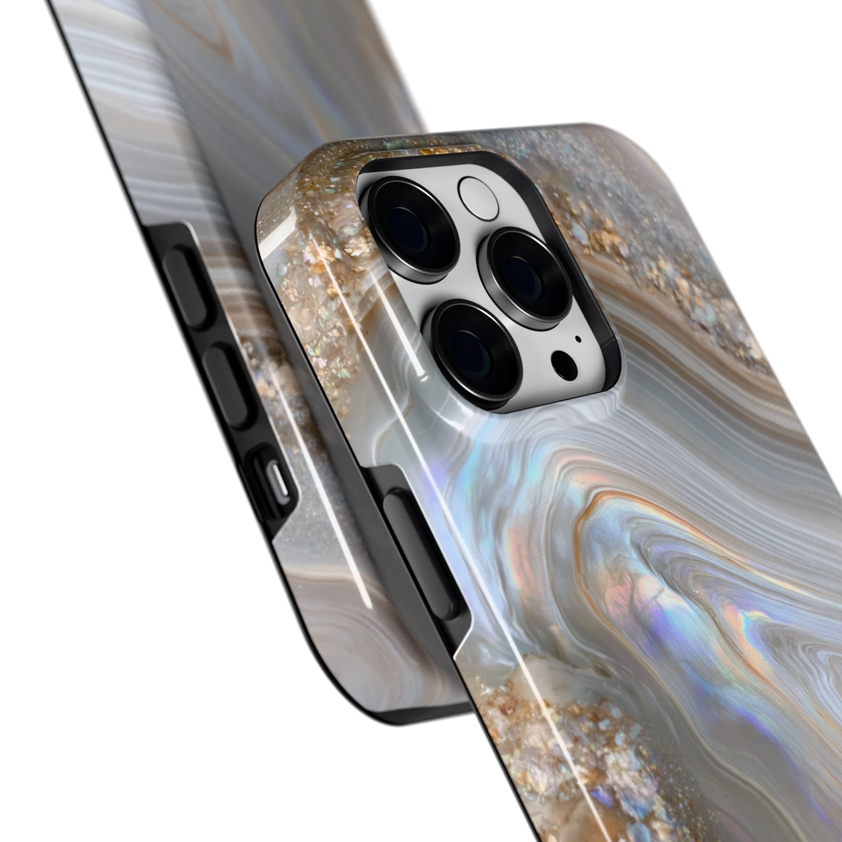Parelmoer Agaat hoesje voor iPhone 14 Pro Max, close-up