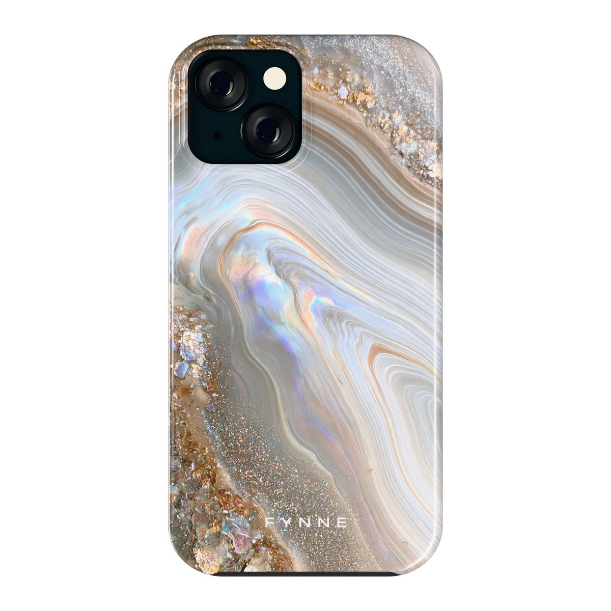 Parelmoer Agaat hoesje voor iPhone 15, achterkant