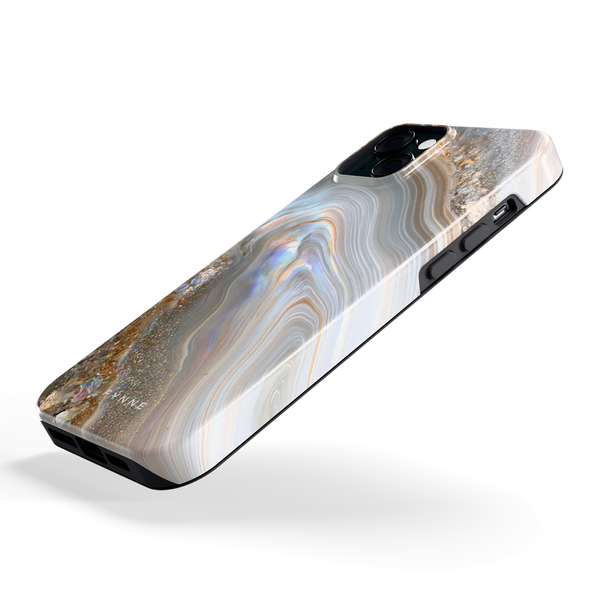 Parelmoer Agaat hoesje voor iPhone 15 Plus, schuin