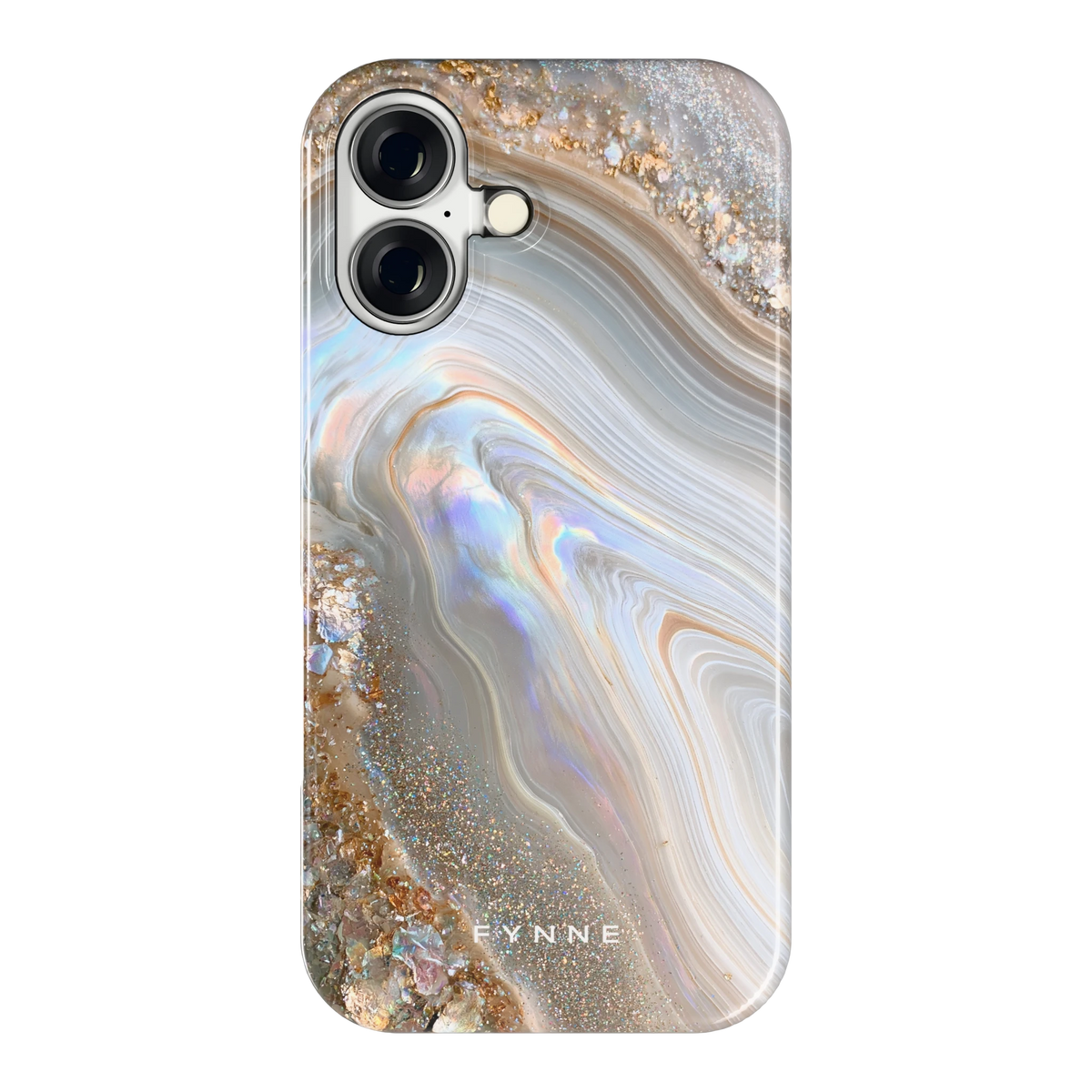 Parelmoer Agaat hoesje voor iPhone 16, achterkant