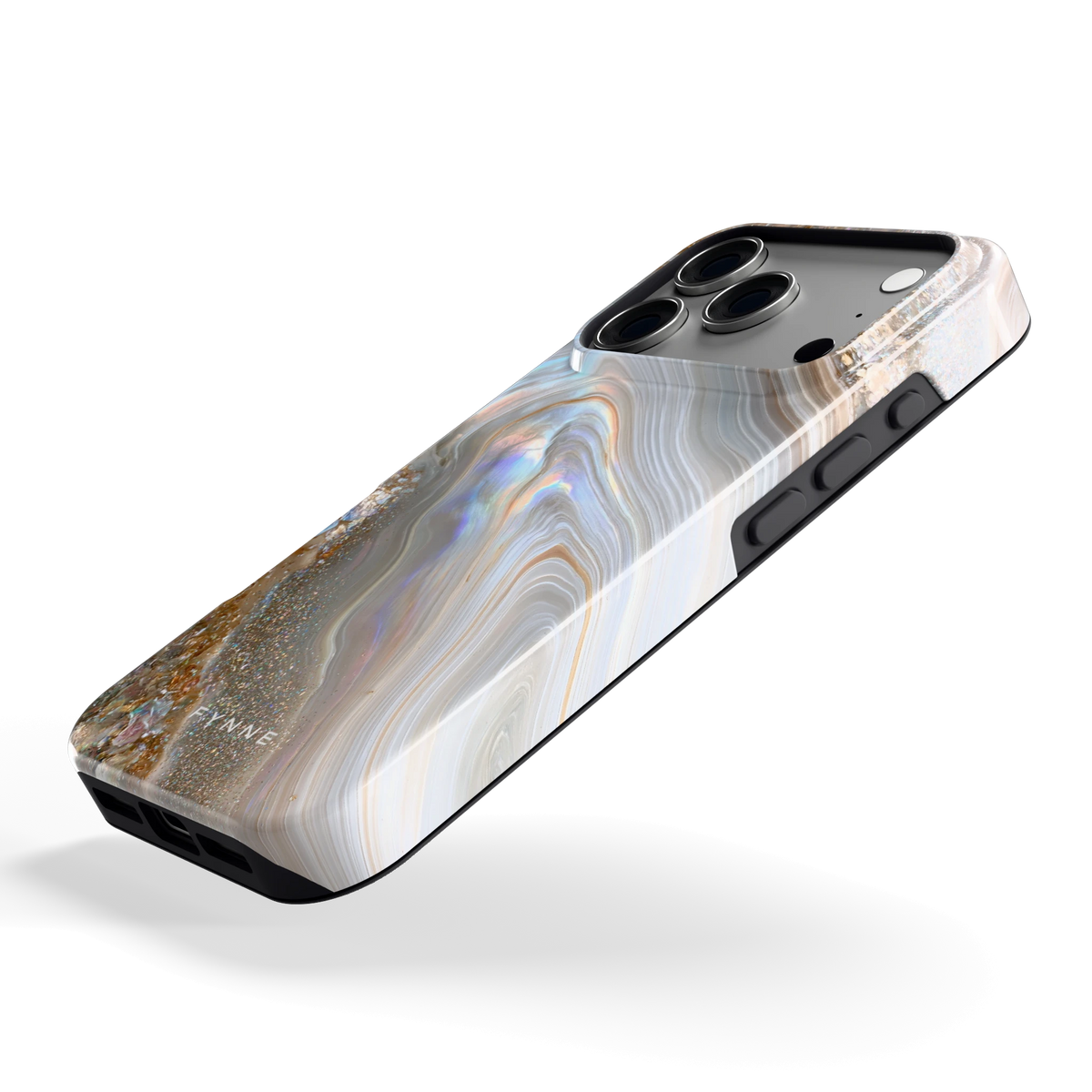Parelmoer Agaat hoesje voor iPhone 17 Pro, schuin