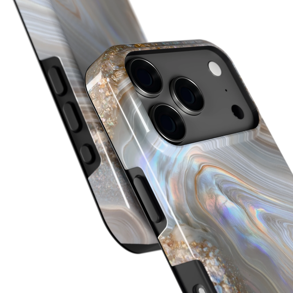 Parelmoer Agaat hoesje voor iPhone 17 Pro, close-up