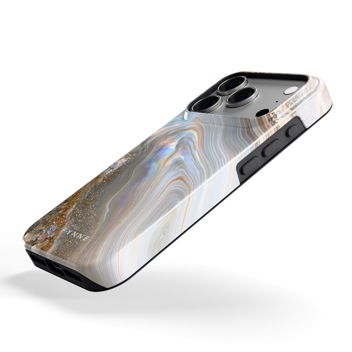 Parelmoer Agaat hoesje voor iPhone 18 Pro, schuin