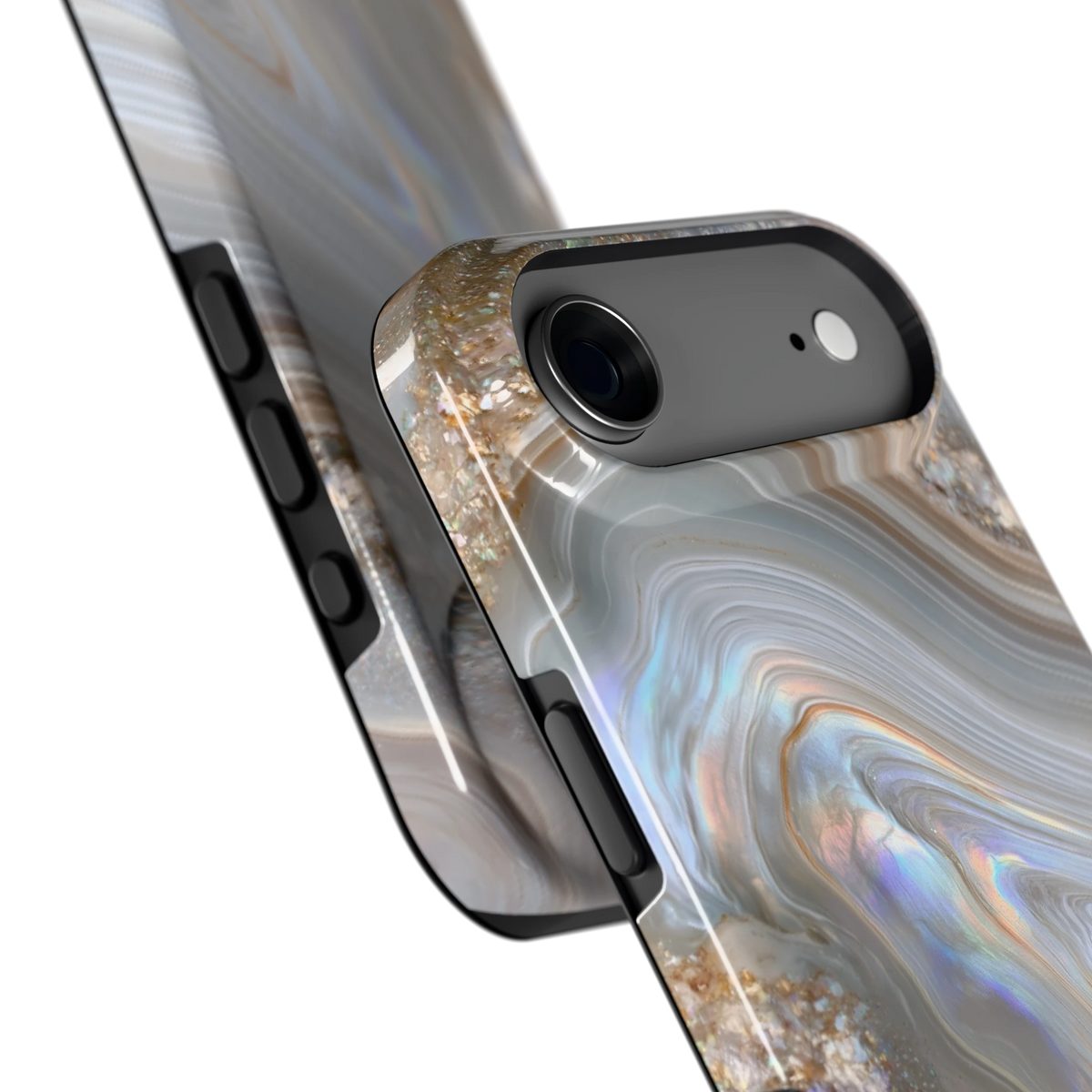 Parelmoer Agaat hoesje voor iPhone Air, close-up
