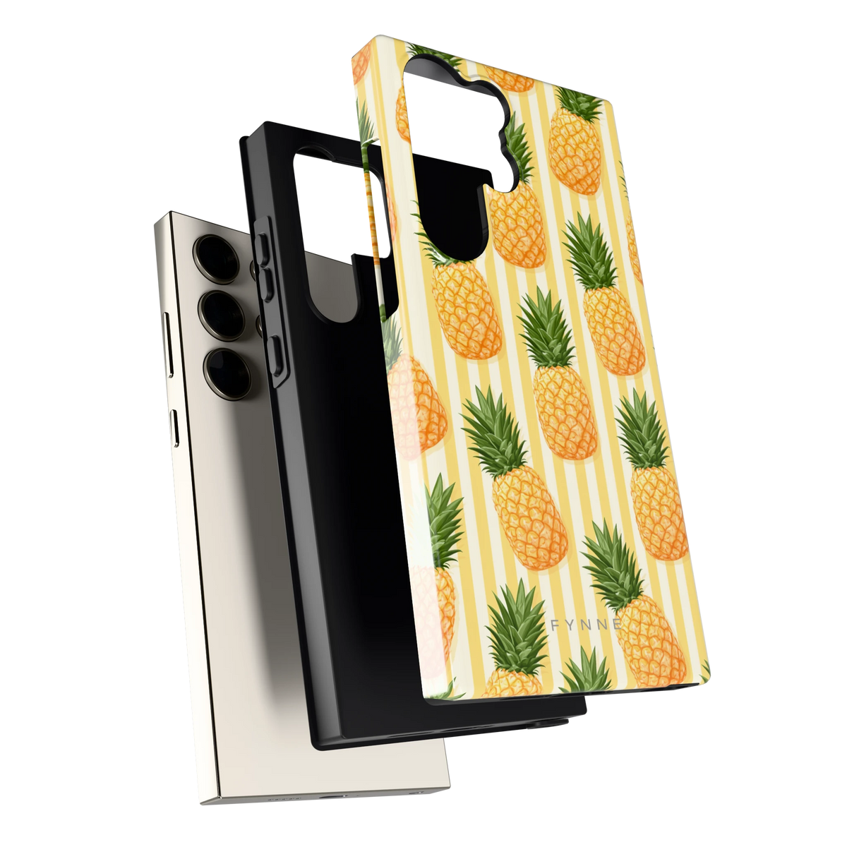Ananas Strepen hoesje voor Galaxy S23 Ultra, los van de telefoon