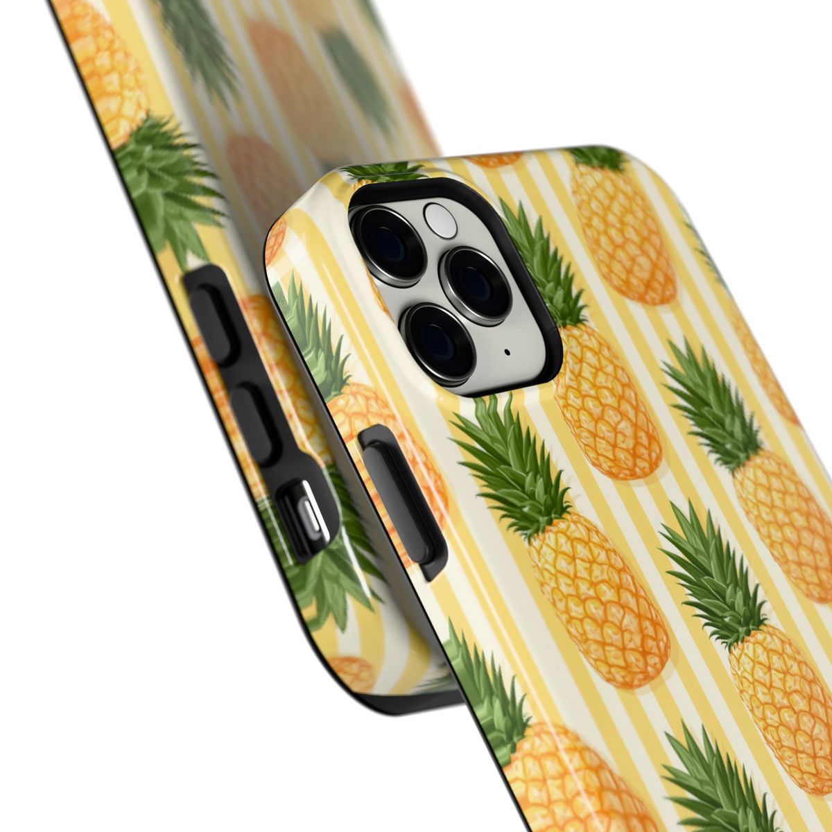 Ananas Strepen hoesje voor iPhone 11 Pro Max, close-up