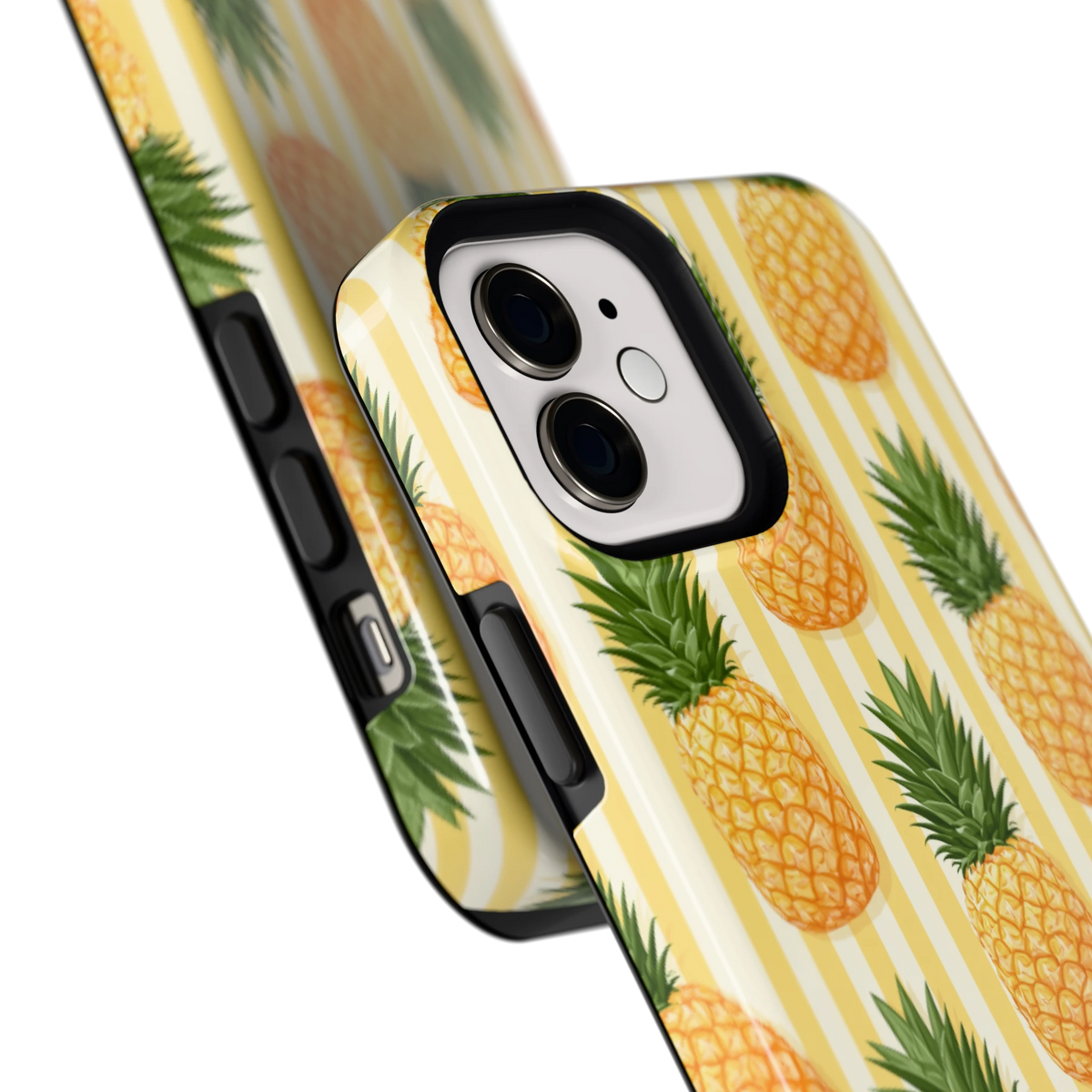 Ananas Strepen hoesje voor iPhone 12, close-up