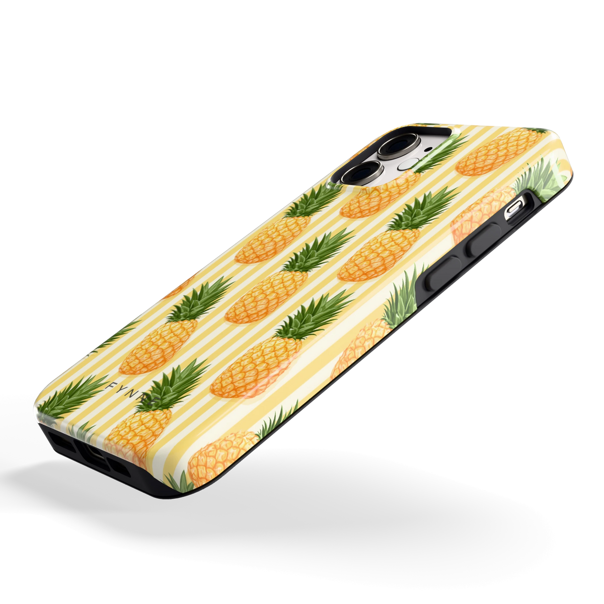 Ananas Strepen hoesje voor iPhone 12 mini, schuin