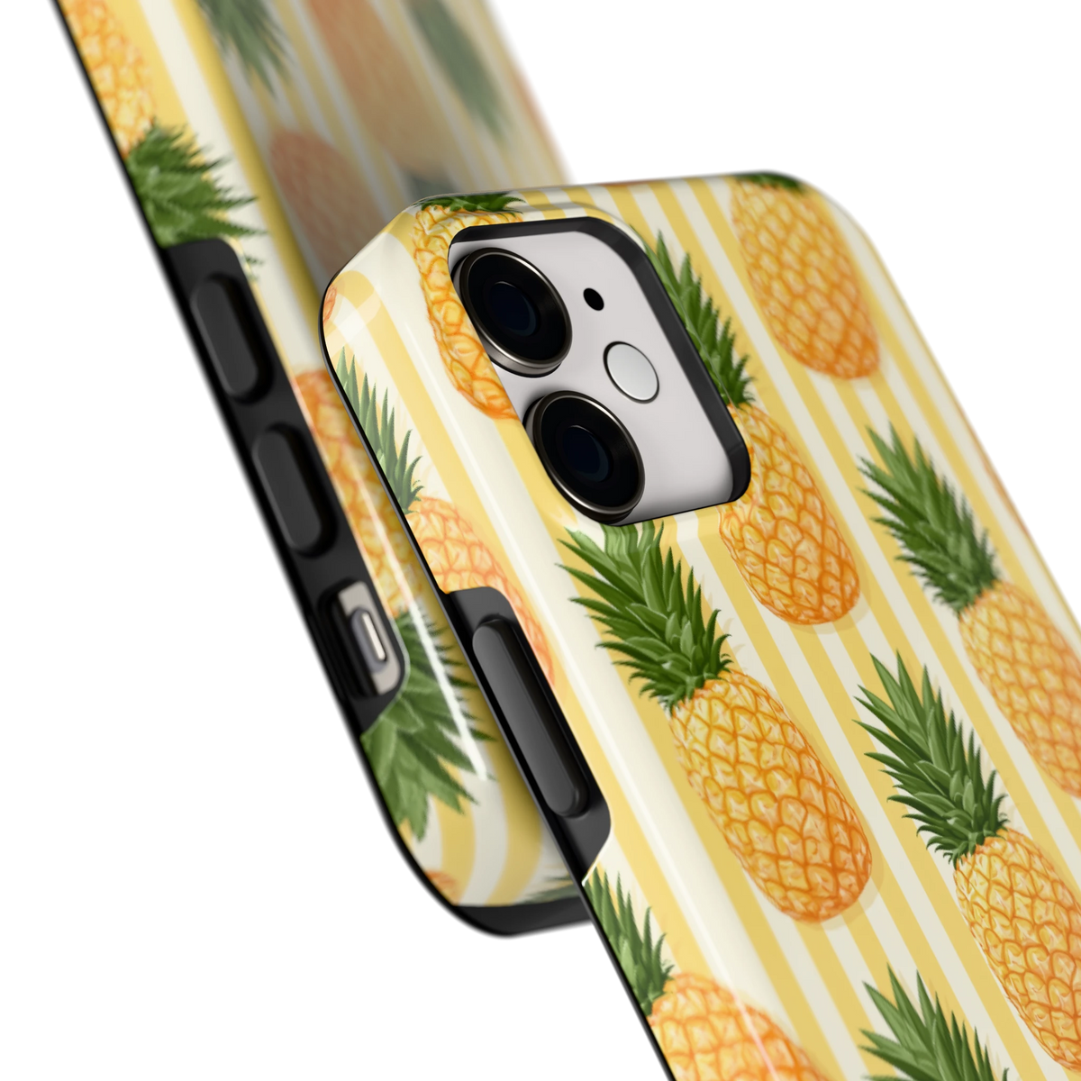 Ananas Strepen hoesje voor iPhone 12 mini, close-up