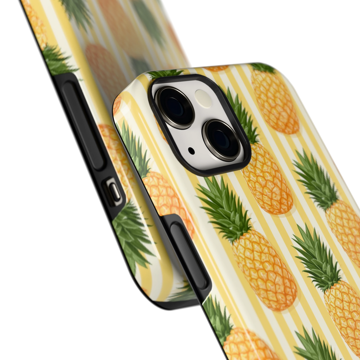 Ananas Strepen hoesje voor iPhone 13, close-up