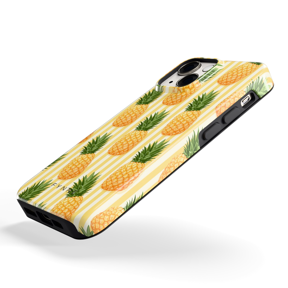 Ananas Strepen hoesje voor iPhone 13 mini, schuin