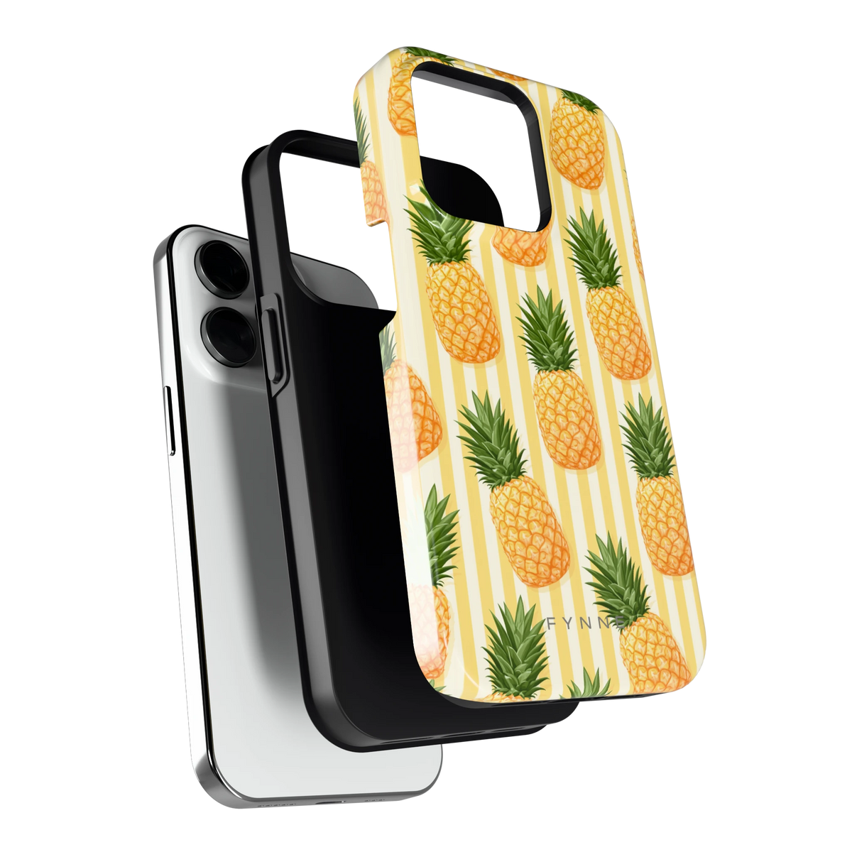 Ananas Strepen hoesje voor iPhone 14 Pro, los van de telefoon