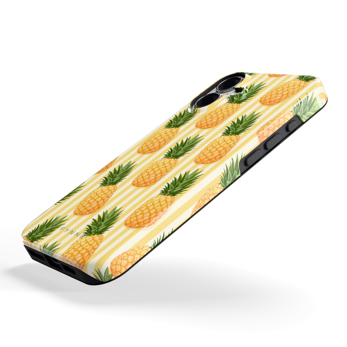 Ananas Strepen hoesje voor iPhone 16 Plus, schuin