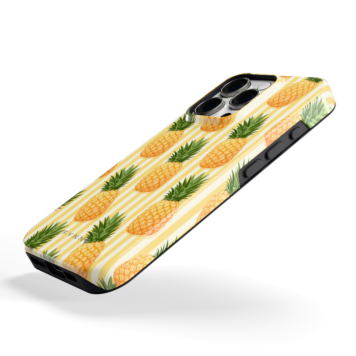 Ananas Strepen hoesje voor iPhone 16 Pro, schuin