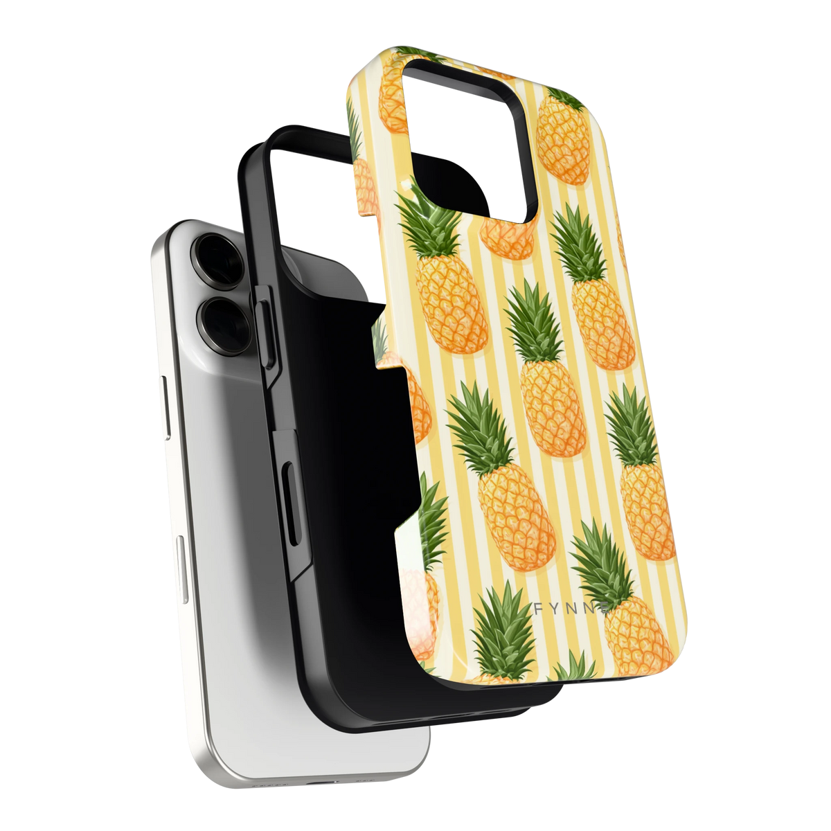 Ananas Strepen hoesje voor iPhone 16 Pro, los van de telefoon