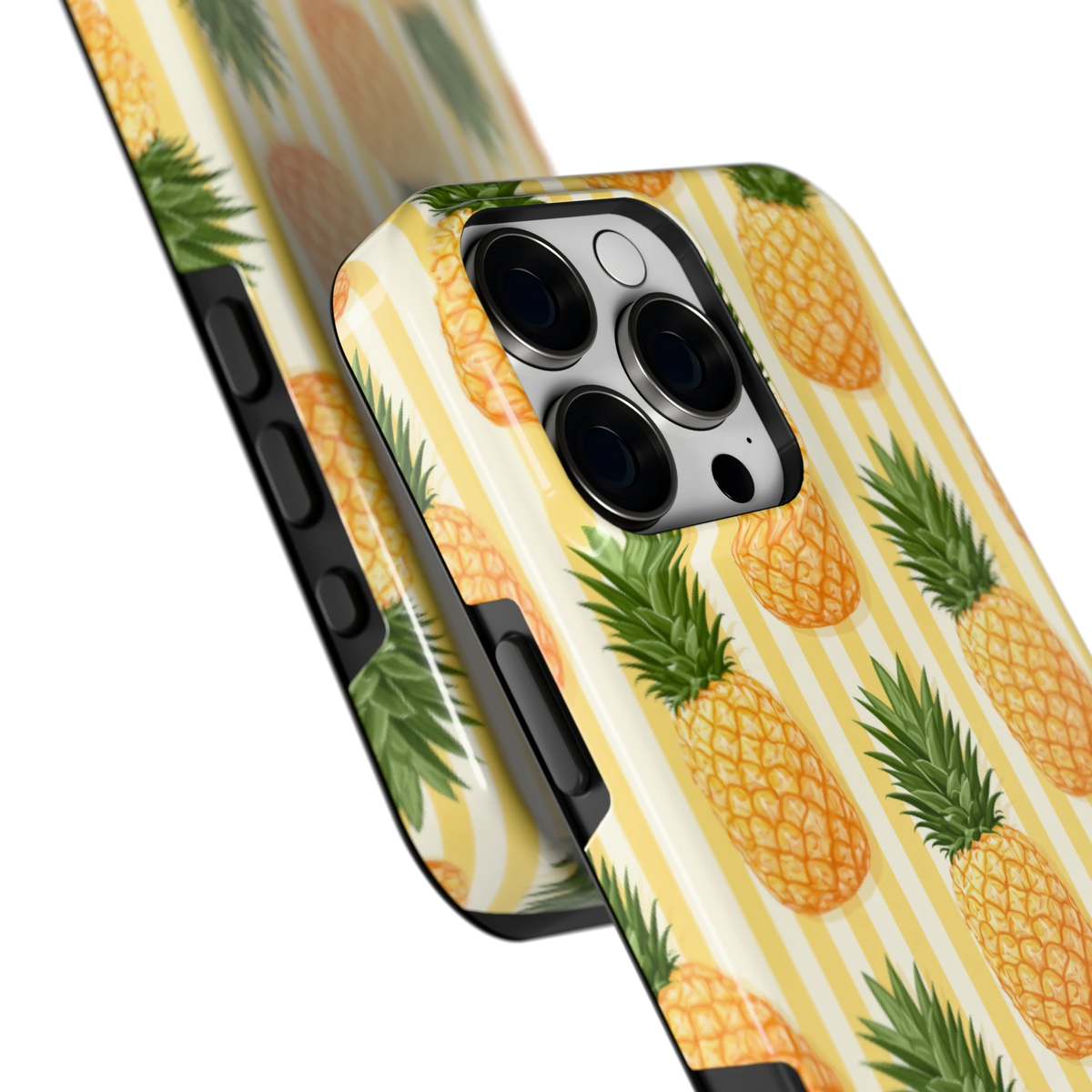 Ananas Strepen hoesje voor iPhone 16 Pro Max, close-up