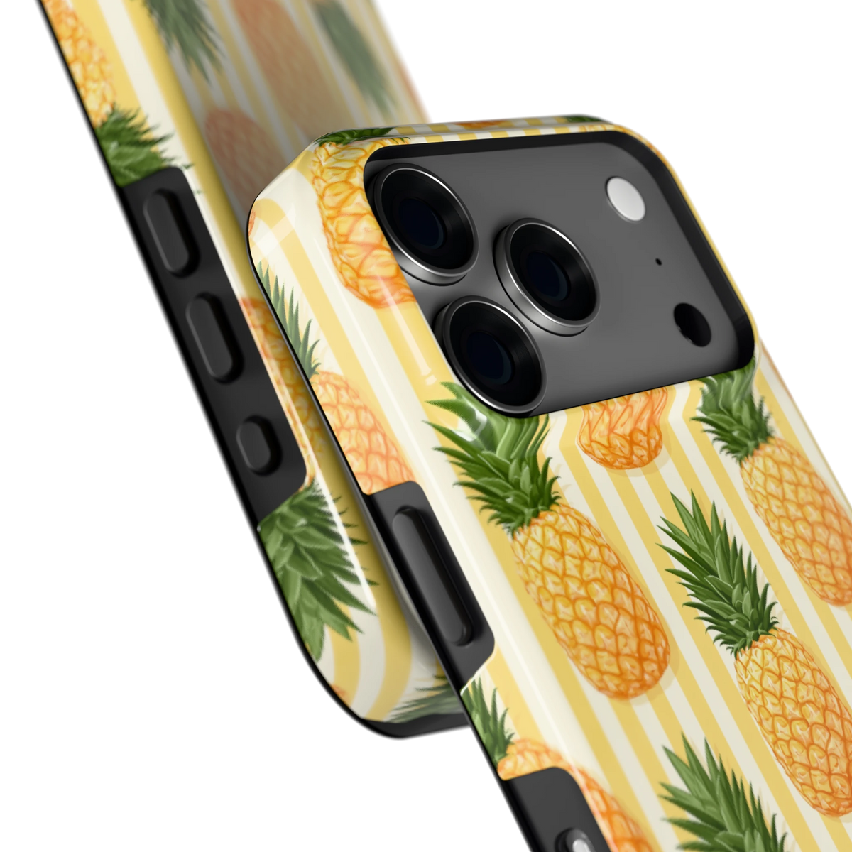 Ananas Strepen hoesje voor iPhone 18 Pro, close-up