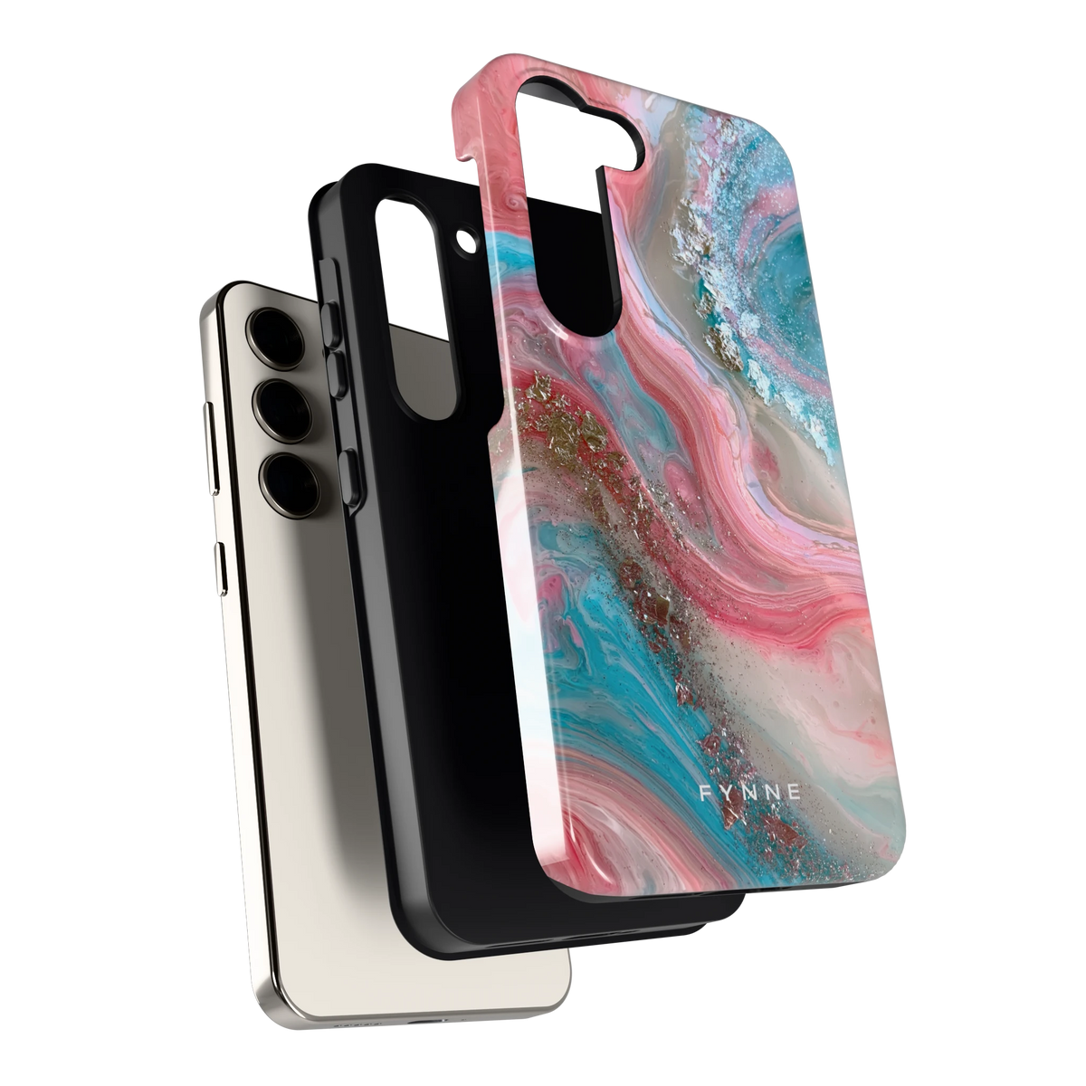 Roze Aqua Marmer hoesje voor Galaxy S23, los van de telefoon