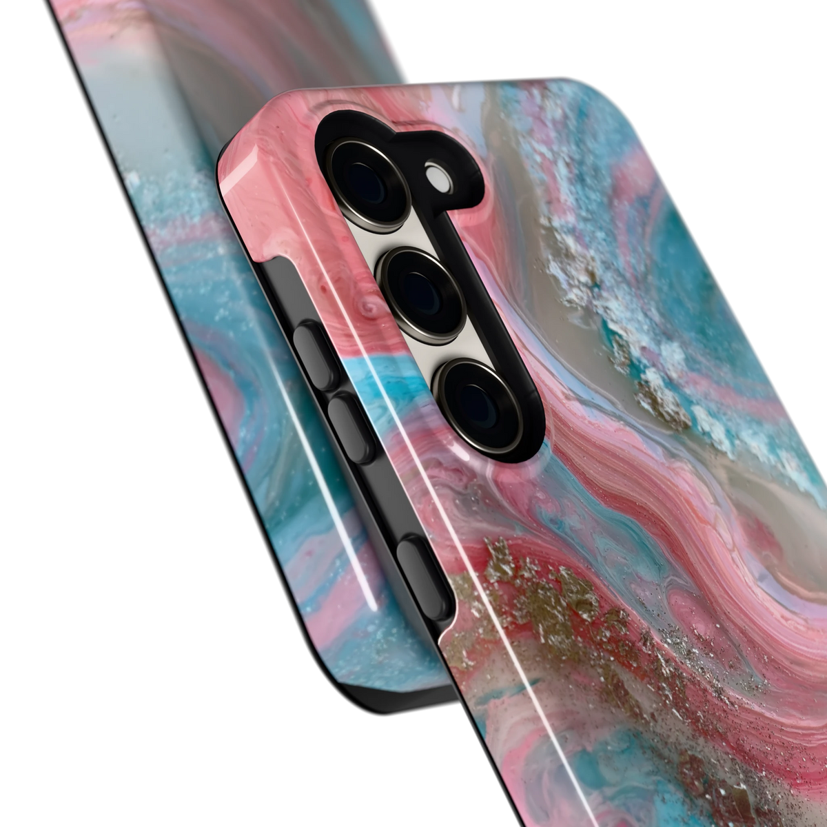 Roze Aqua Marmer hoesje voor Galaxy S23, close-up