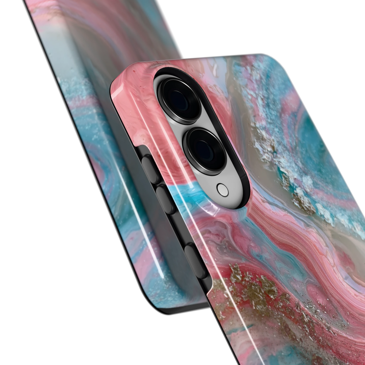 Roze Aqua Marmer hoesje voor Galaxy S25 Edge, close-up