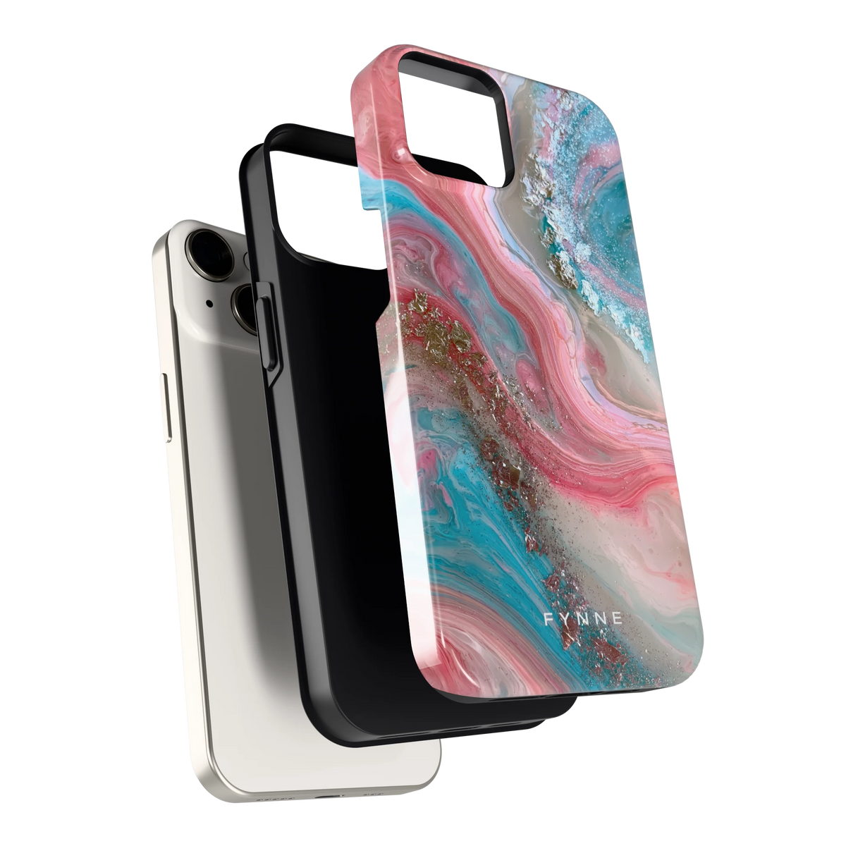 Roze Aqua Marmer hoesje voor iPhone 14, los van de telefoon