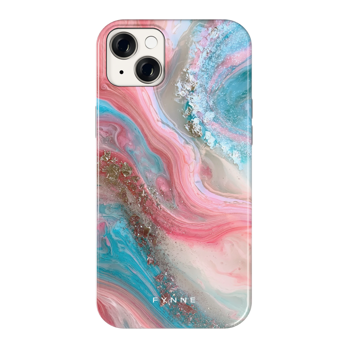 Roze Aqua Marmer hoesje voor iPhone 14 Plus, achterkant
