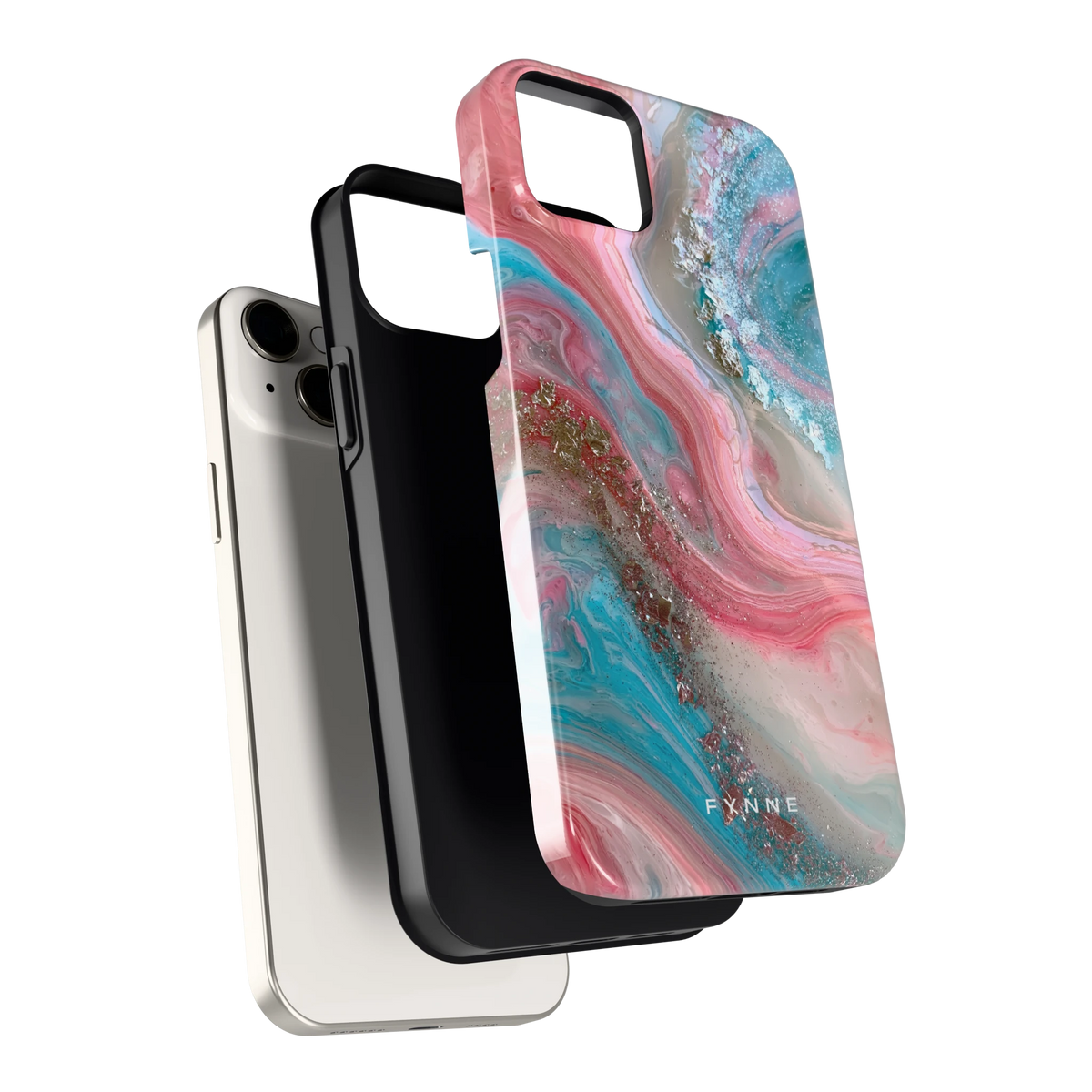 Roze Aqua Marmer hoesje voor iPhone 14 Plus, los van de telefoon