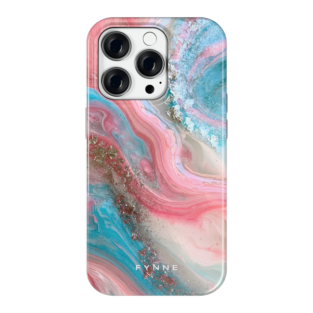 Roze Aqua Marmer hoesje voor iPhone 14 Pro, achterkant