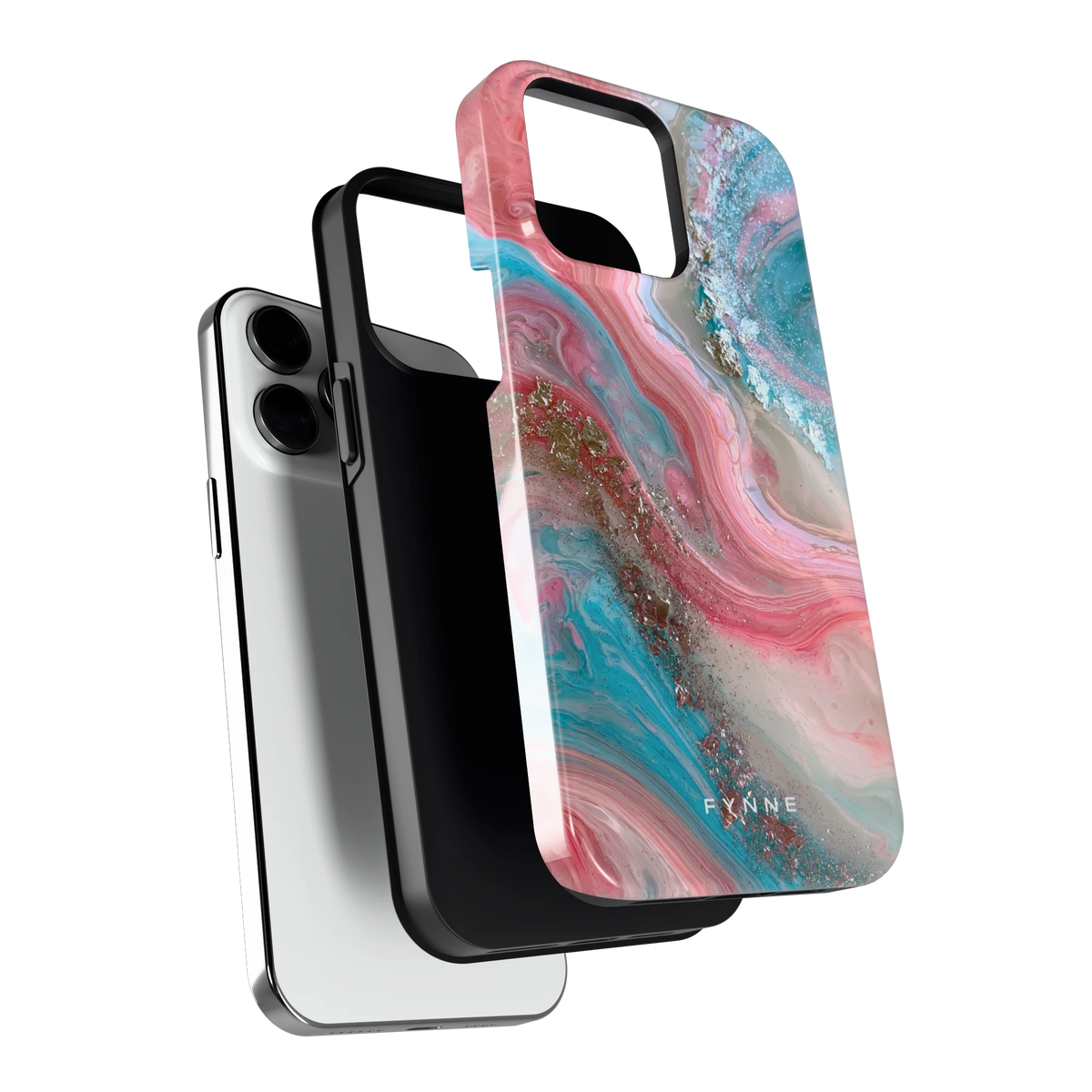 Roze Aqua Marmer hoesje voor iPhone 14 Pro Max, los van de telefoon