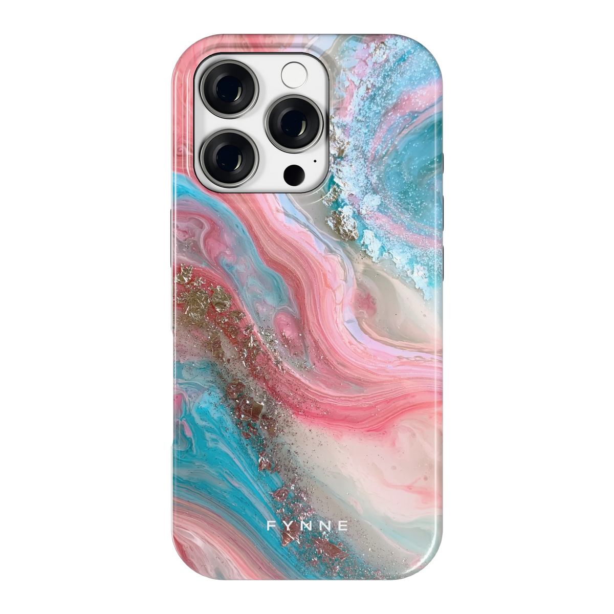 Roze Aqua Marmer hoesje voor iPhone 16 Pro, achterkant