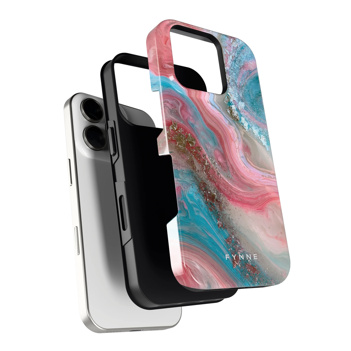 Roze Aqua Marmer hoesje voor iPhone 16 Pro, los van de telefoon