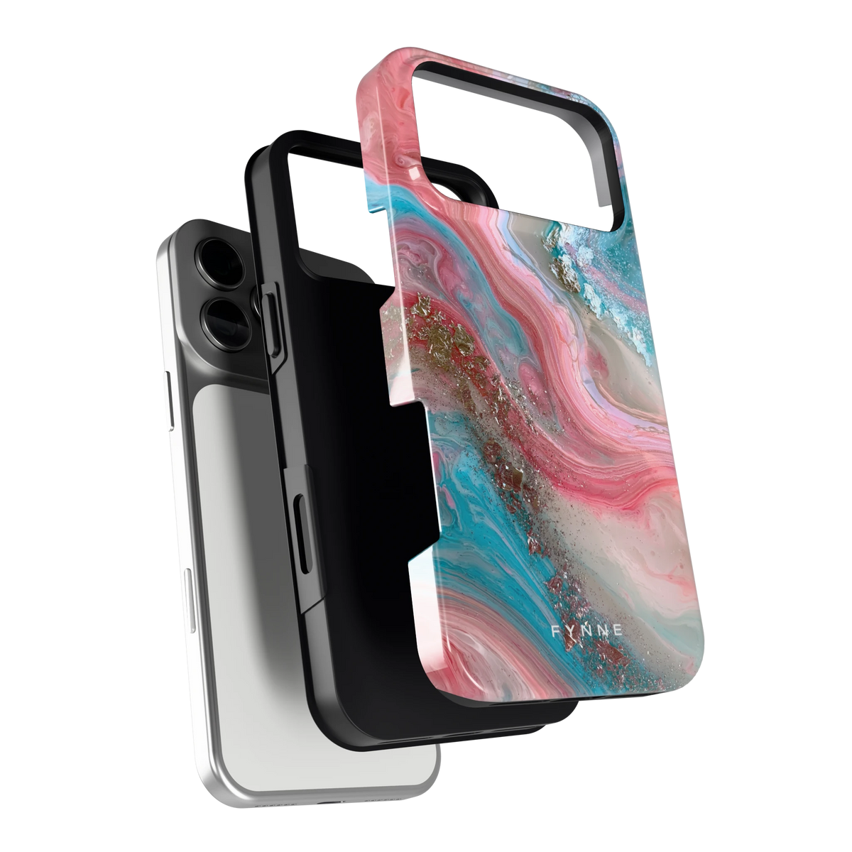 Roze Aqua Marmer hoesje voor iPhone 17 Pro Max, los van de telefoon