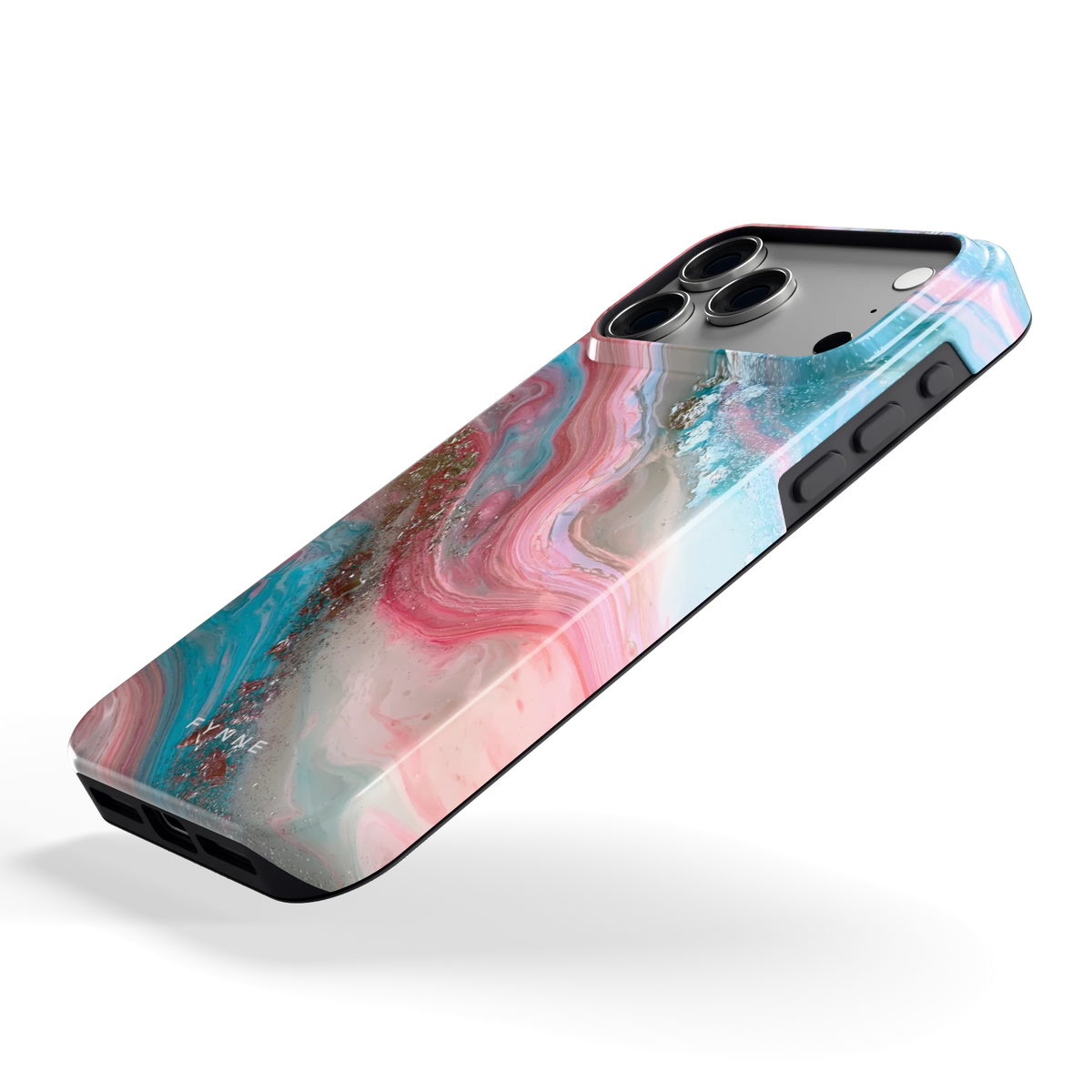 Roze Aqua Marmer hoesje voor iPhone 18 Pro Max, schuin