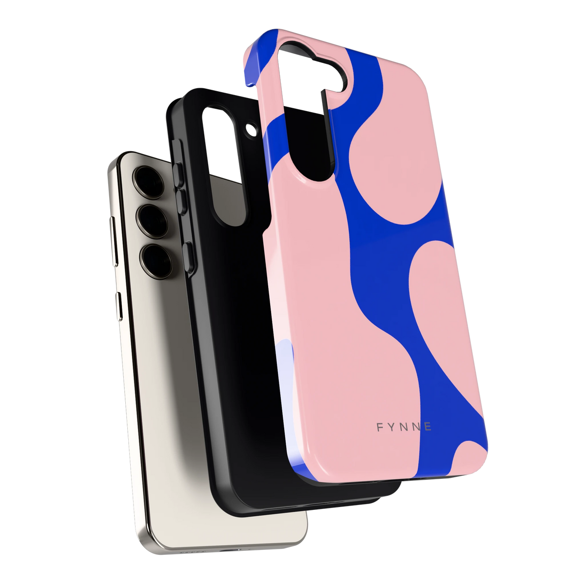 Roze Blauwe Blobs hoesje voor Galaxy S23, los van de telefoon