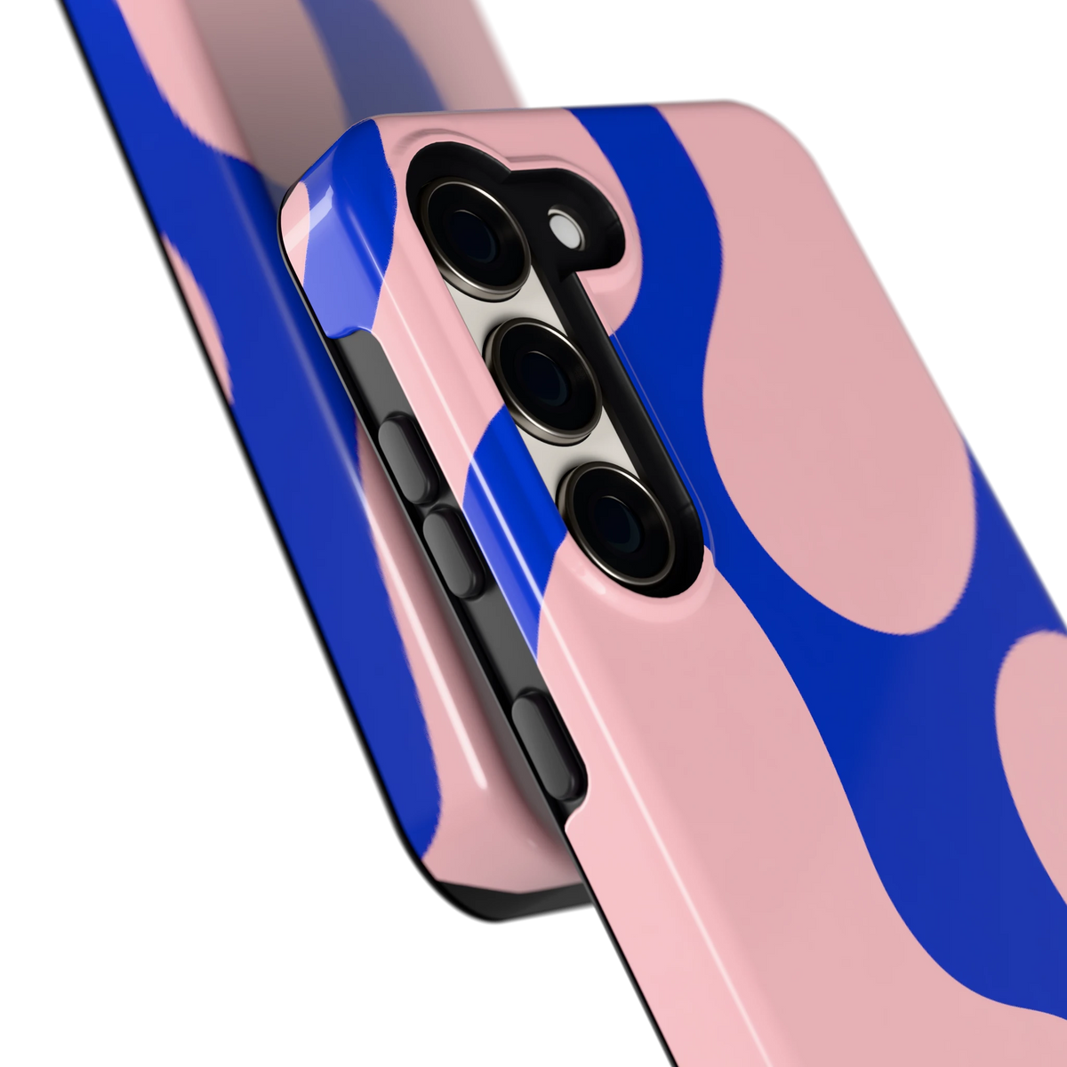 Roze Blauwe Blobs hoesje voor Galaxy S23, close-up