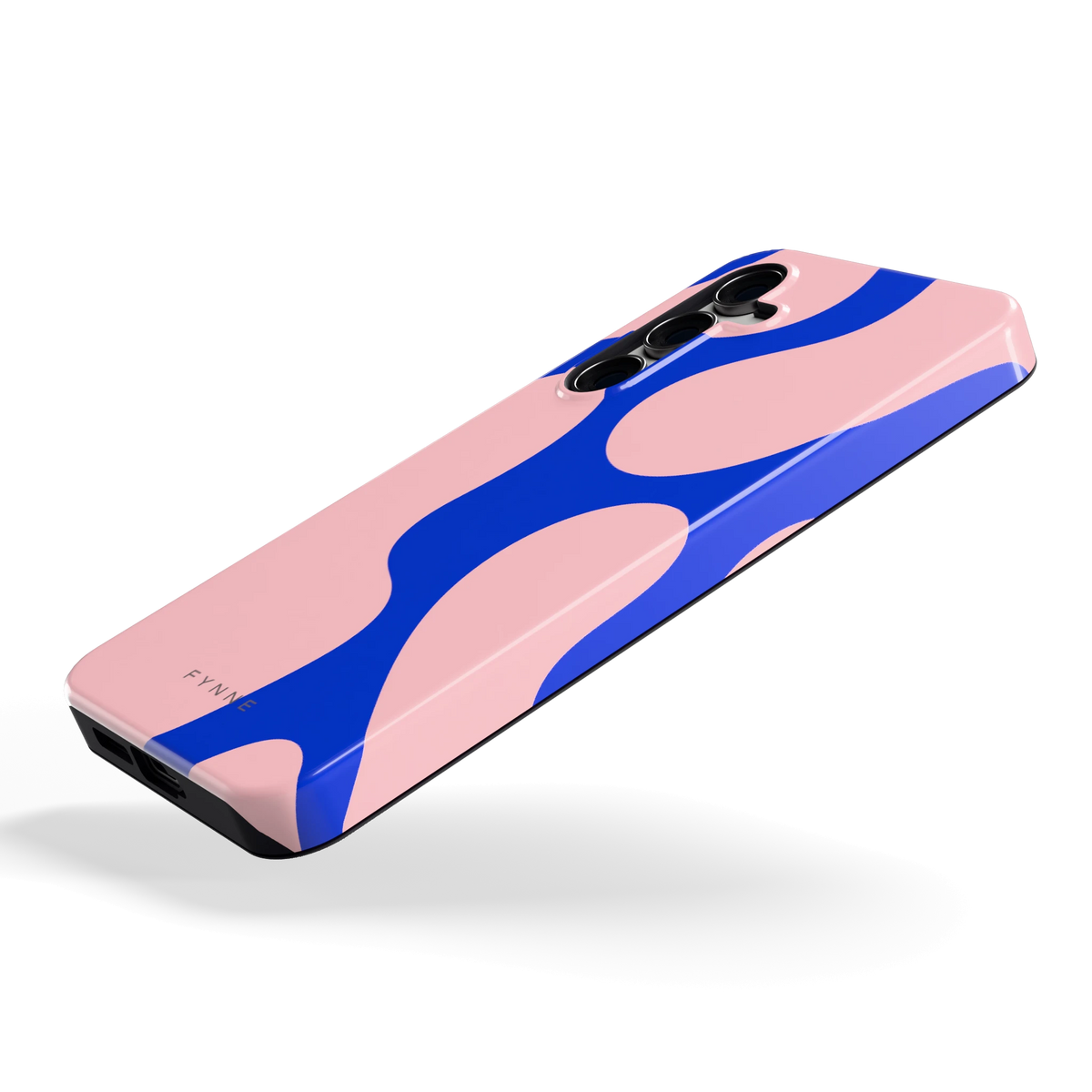 Roze Blauwe Blobs hoesje voor Galaxy S24 FE, schuin