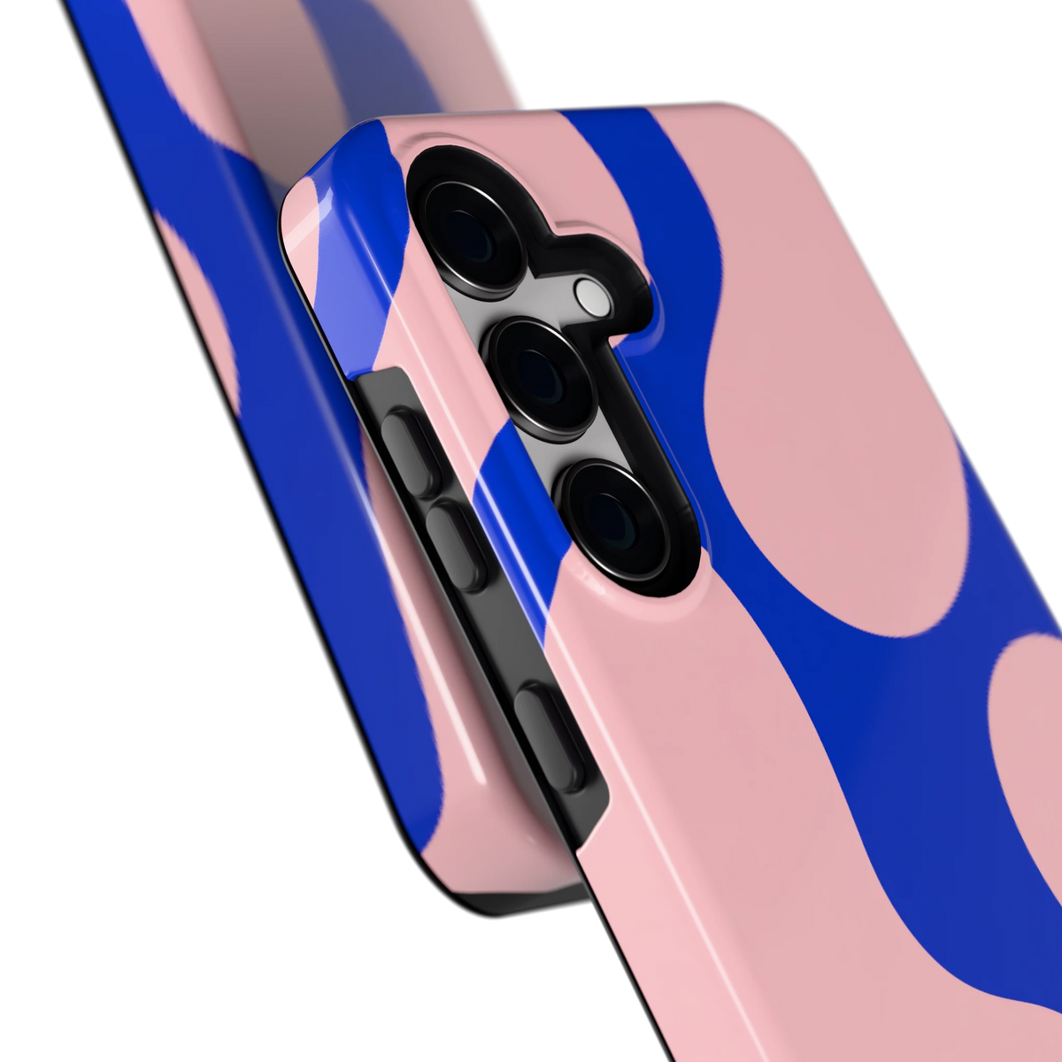Roze Blauwe Blobs hoesje voor Galaxy S24, close-up