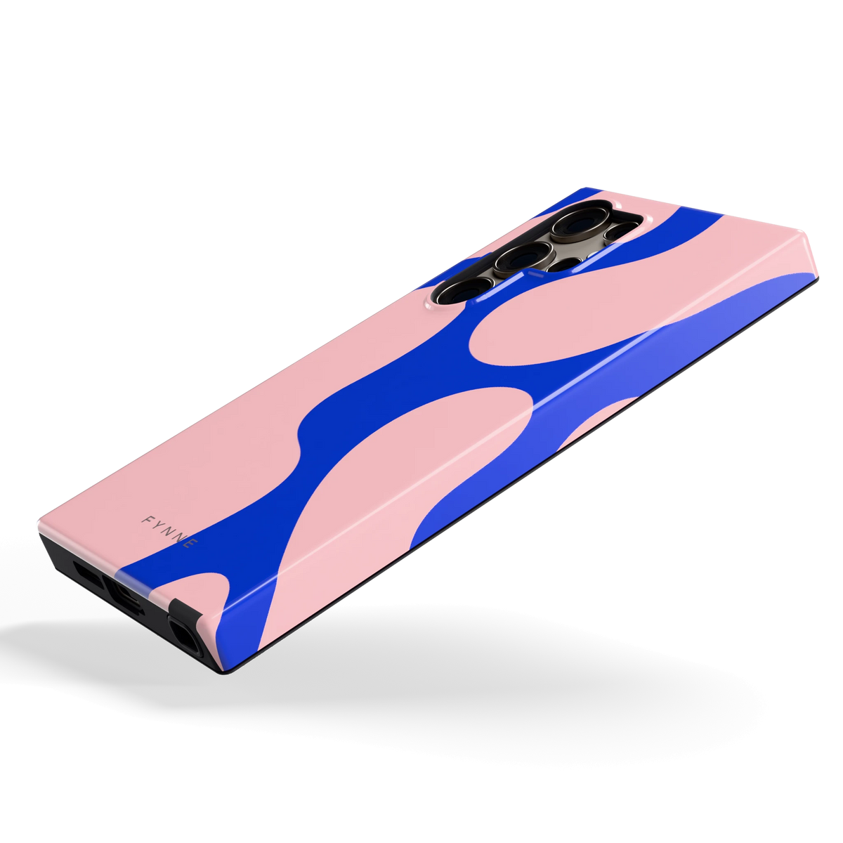 Roze Blauwe Blobs hoesje voor Galaxy S24 Ultra, schuin