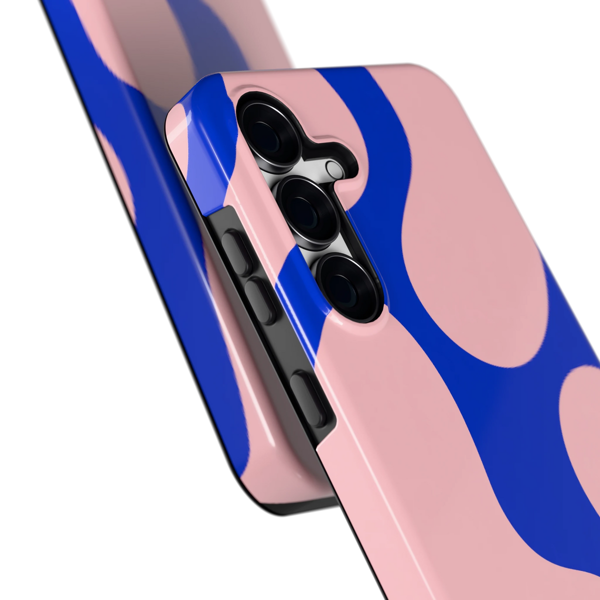 Roze Blauwe Blobs hoesje voor Galaxy S25 FE, close-up