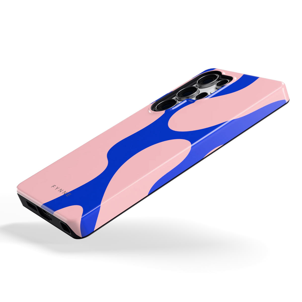 Roze Blauwe Blobs hoesje voor Galaxy S25 Ultra, schuin