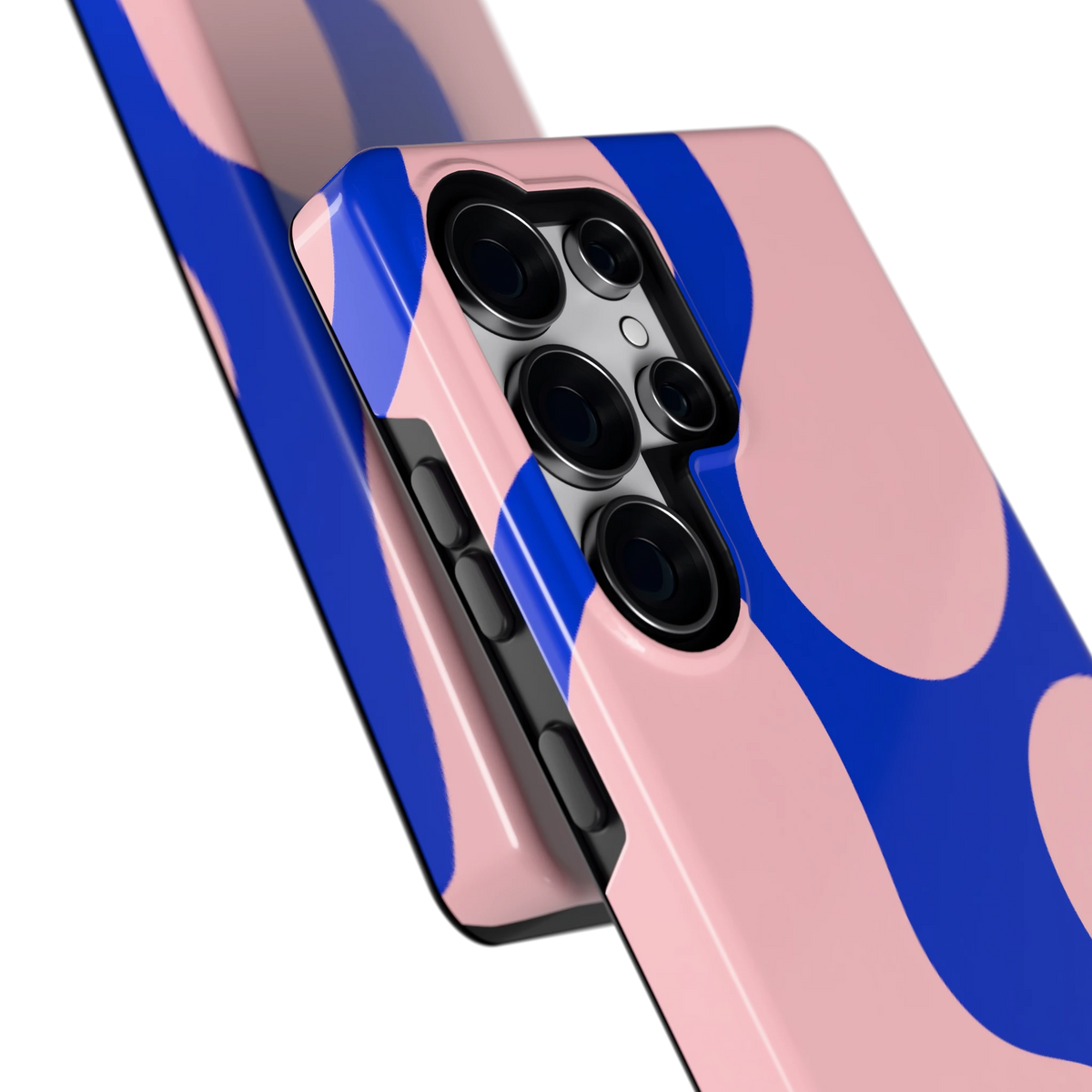 Roze Blauwe Blobs hoesje voor Galaxy S25 Ultra, close-up