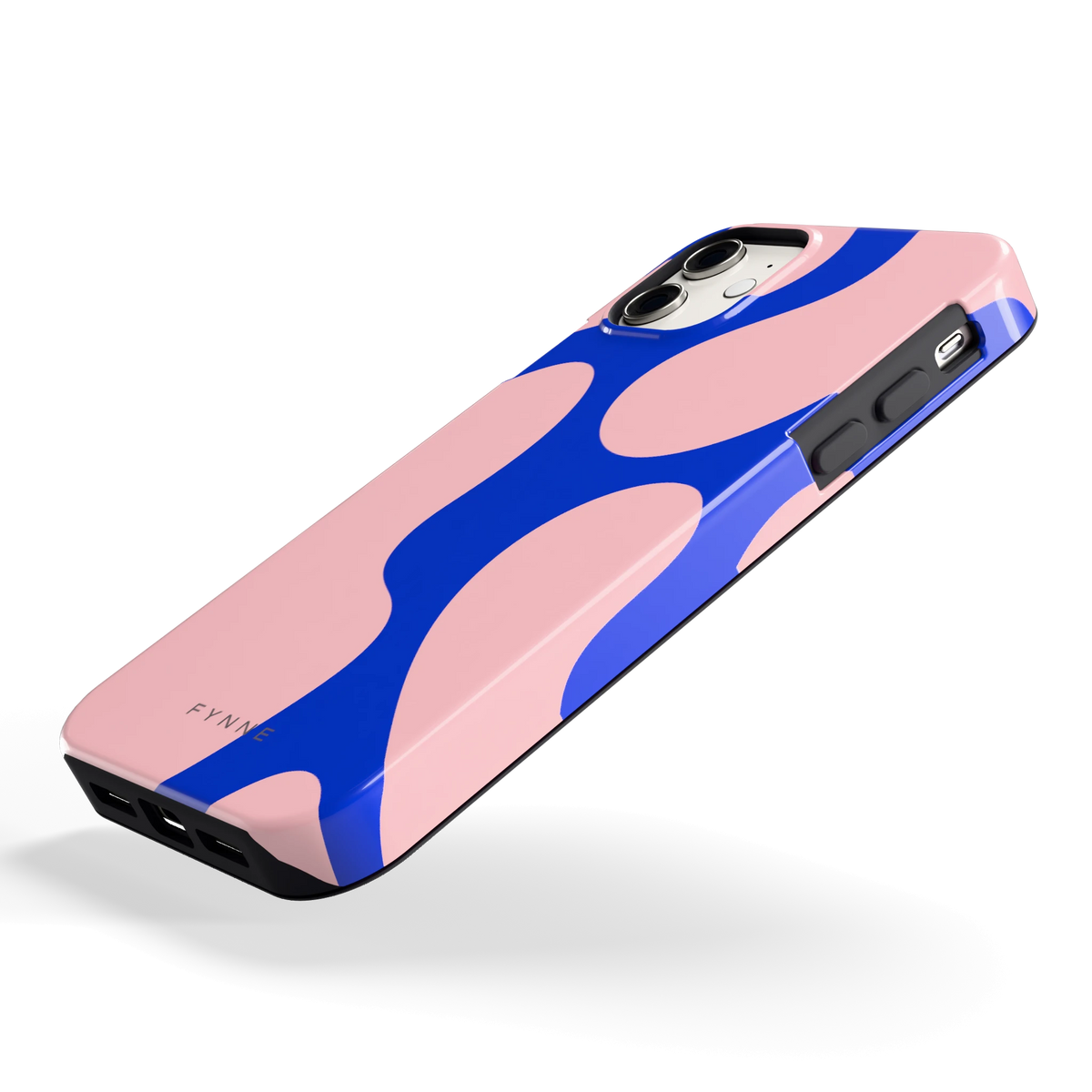 Roze Blauwe Blobs hoesje voor iPhone 11, schuin