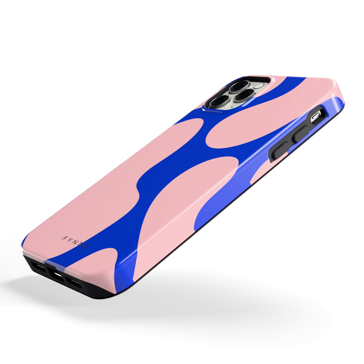 Roze Blauwe Blobs hoesje voor iPhone 11 Pro Max, schuin