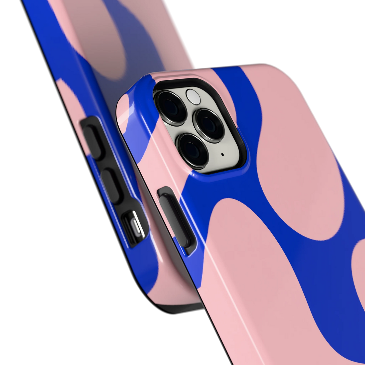 Roze Blauwe Blobs hoesje voor iPhone 11 Pro Max, close-up