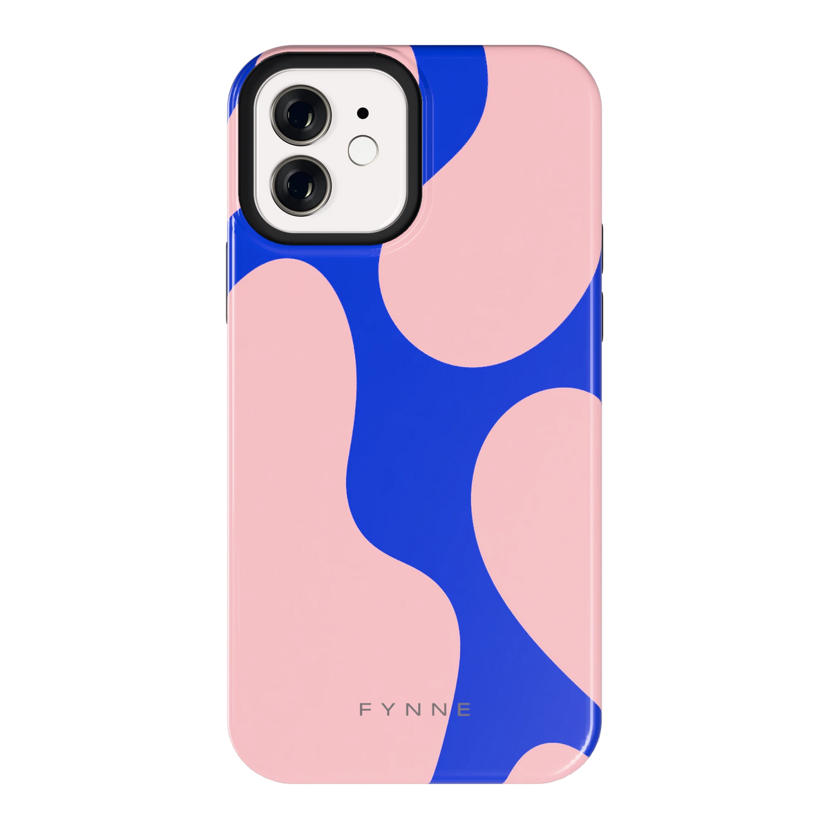 Roze Blauwe Blobs hoesje voor iPhone 12, achterkant
