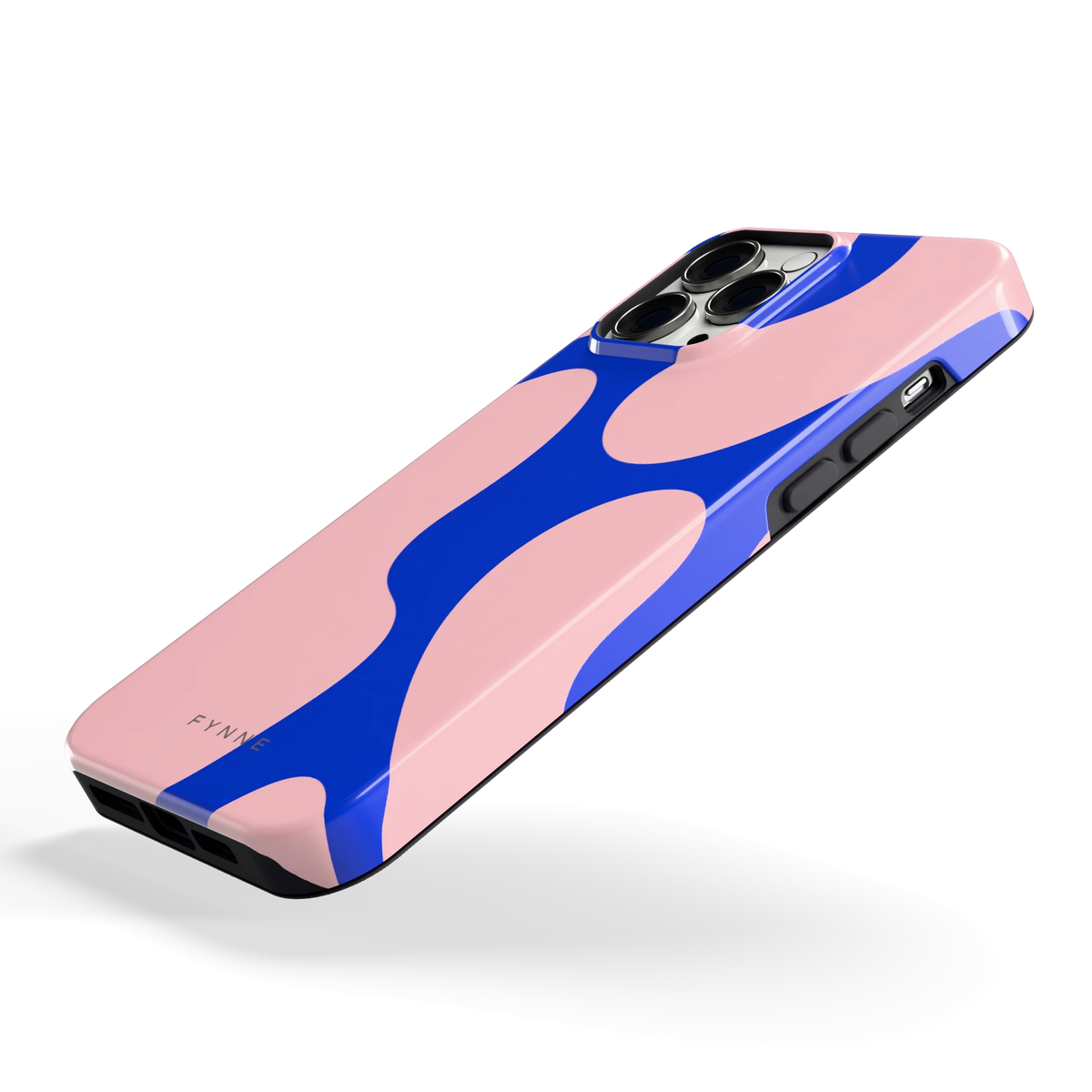 Roze Blauwe Blobs hoesje voor iPhone 13 Pro Max, schuin