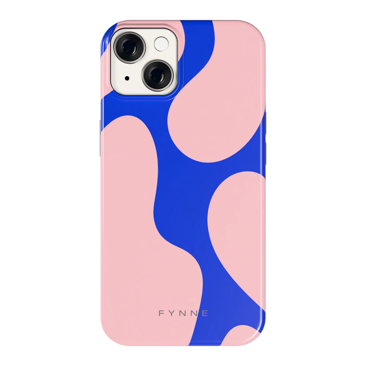 Roze Blauwe Blobs hoesje voor iPhone 14, achterkant