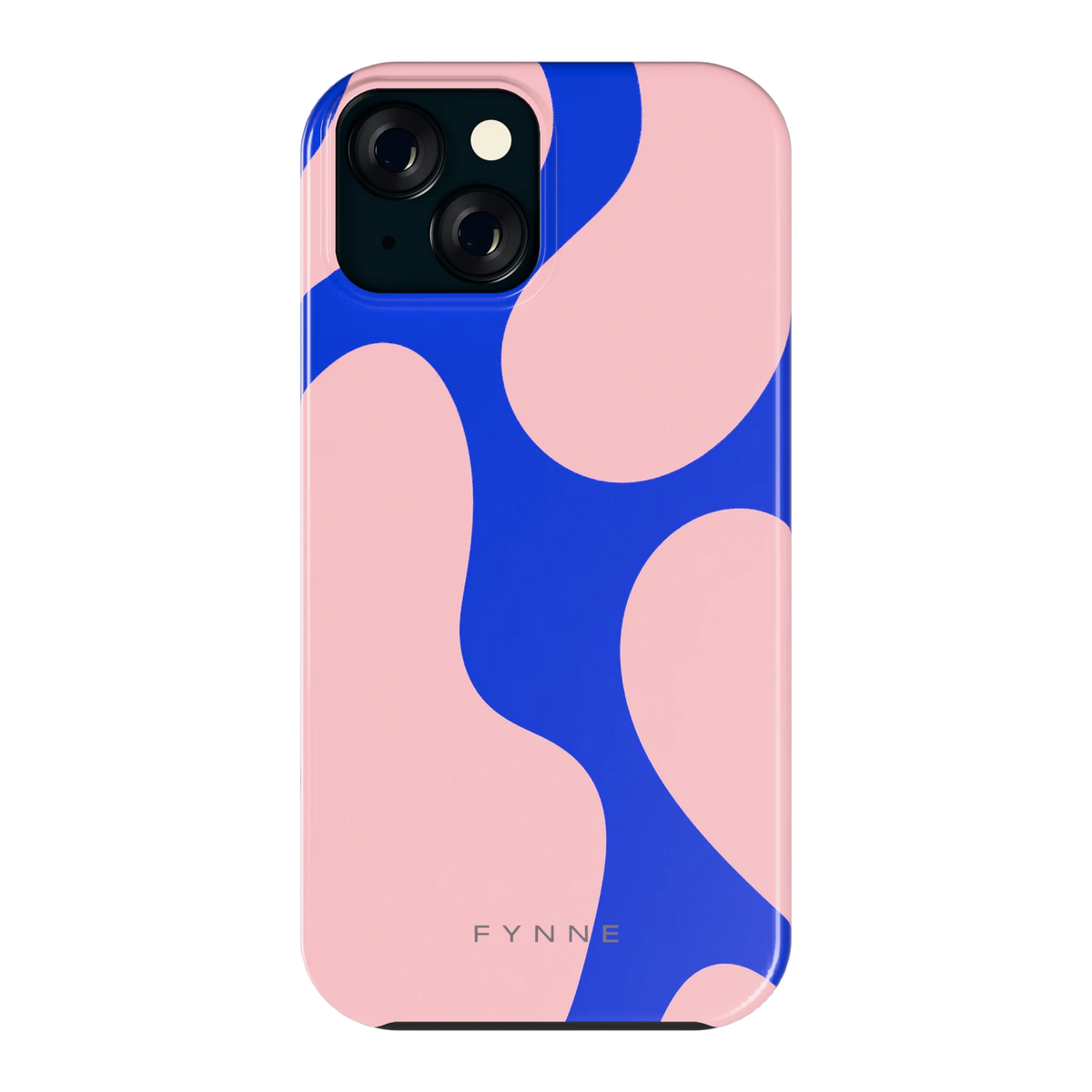 Roze Blauwe Blobs hoesje voor iPhone 15, achterkant