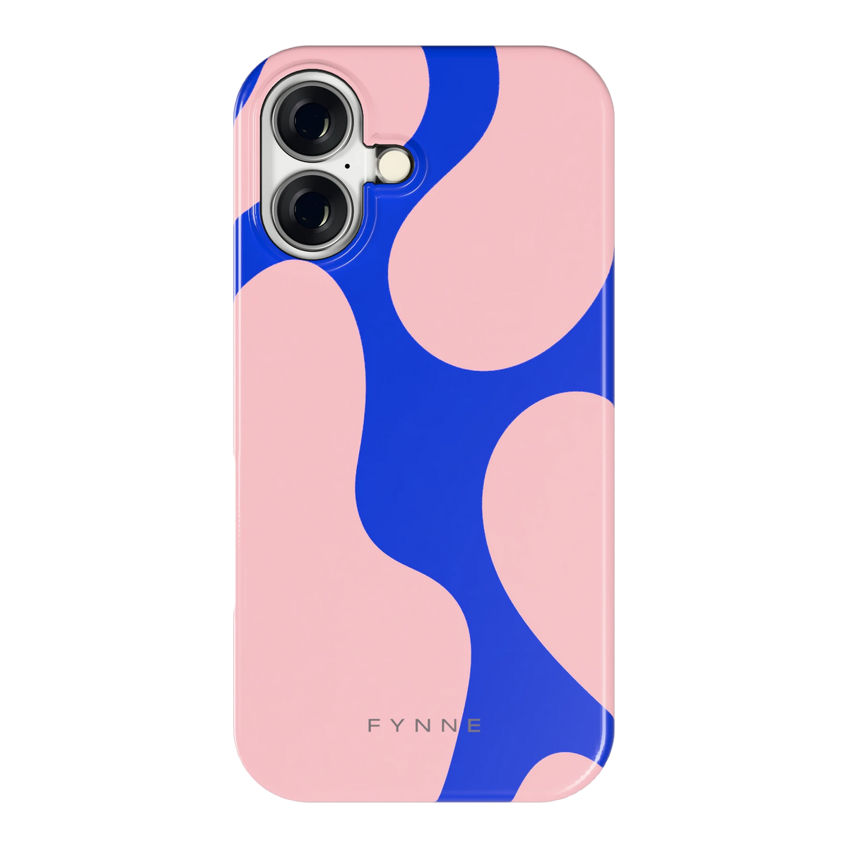 Roze Blauwe Blobs hoesje voor iPhone 16, achterkant